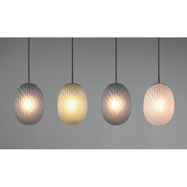 Matně černé závěsné svítidlo se skleněným stínidlem Facette – Trio-image-1