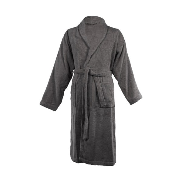 Tmavě šedý bavlněný župan velikost L/XL Lindu – Tiseco Home Studio