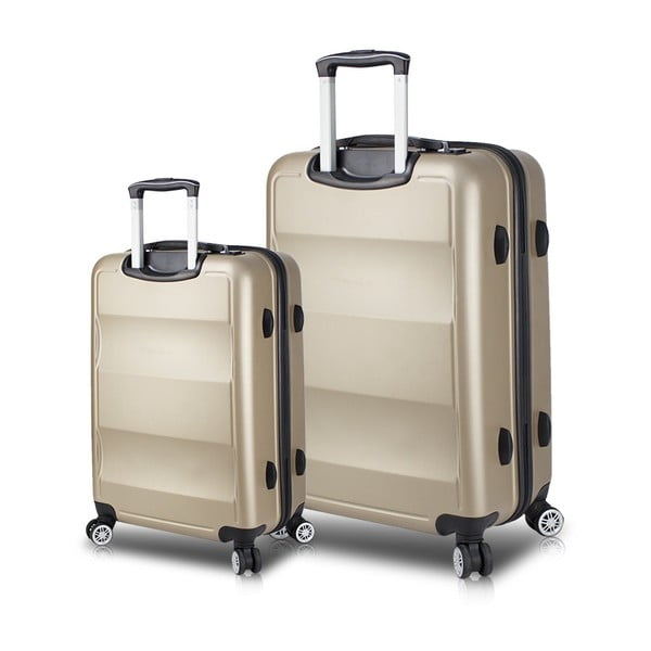 Sada 2 cestovních kufrů na kolečkách s USB porty ve zlaté barvě My Valice LASSO Cabin & Large