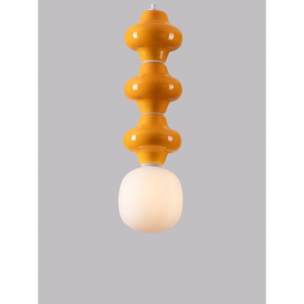 Bílé/oranžové keramické závěsné svítidlo se skleněným stínidlem ø 18 cm Clio – Nova Luce-image-1