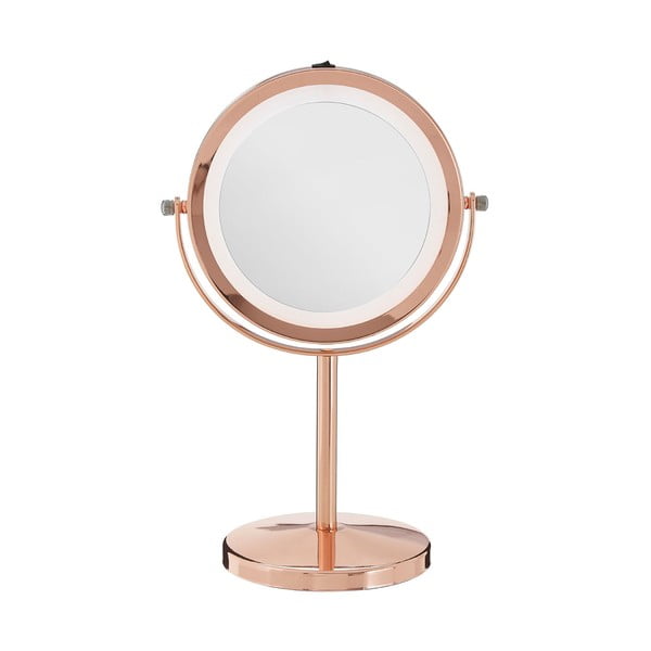 Kosmetické zrcadlo s LED světly v barvě růžového zlata Premier Housewares Clara, 17 x 33 cm