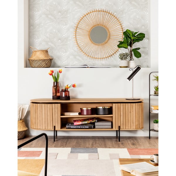 TV stolek z mangového dřeva v přírodní barvě 160x56 cm Licia – Kave Home-image-1