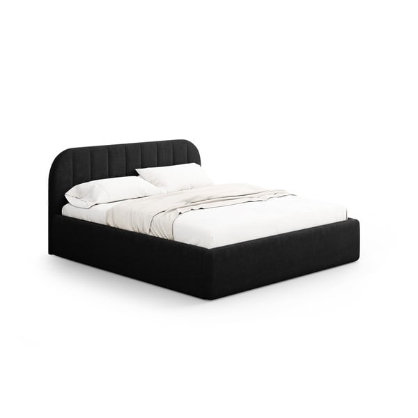 Černá čalouněná dvoulůžková postel s úložným prostorem s roštem 160x200 cm Juno – Windsor & Co Sofas