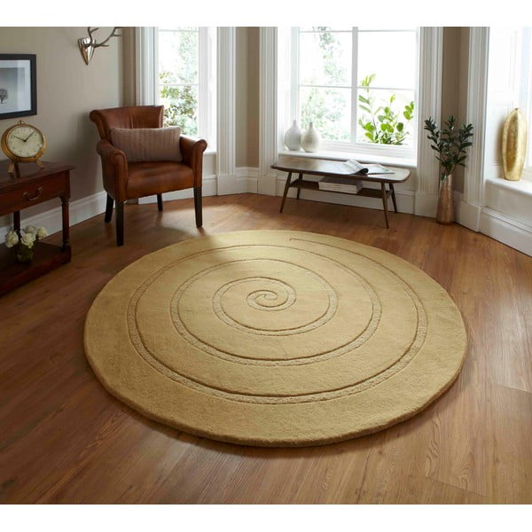 Béžový vlněný koberec Think Rugs Spiral, ⌀ 180 cm-image-1