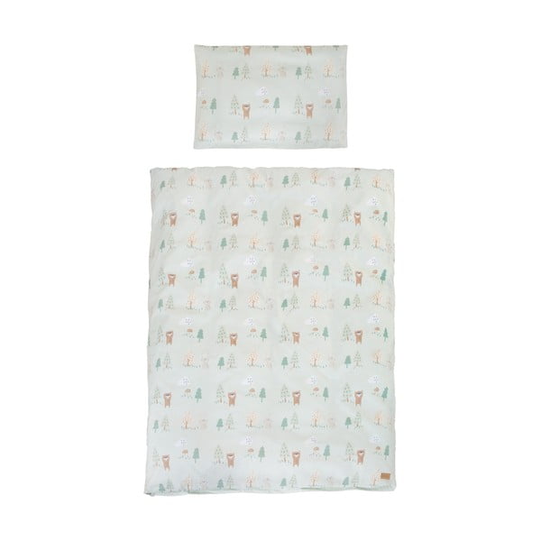 Světle zelené bavlněné dětské povlečení do postýlky 100x135 cm Woodland Buddies – Roba