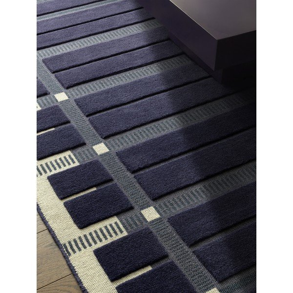 Tmavě modrý/béžový ručně tkaný vlněný koberec 120x170 cm – Asiatic Carpets-image-2
