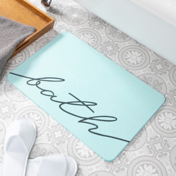 Světle modrá koupelnová předložka 39x60 cm Bath – Artsy Doormats-image-1