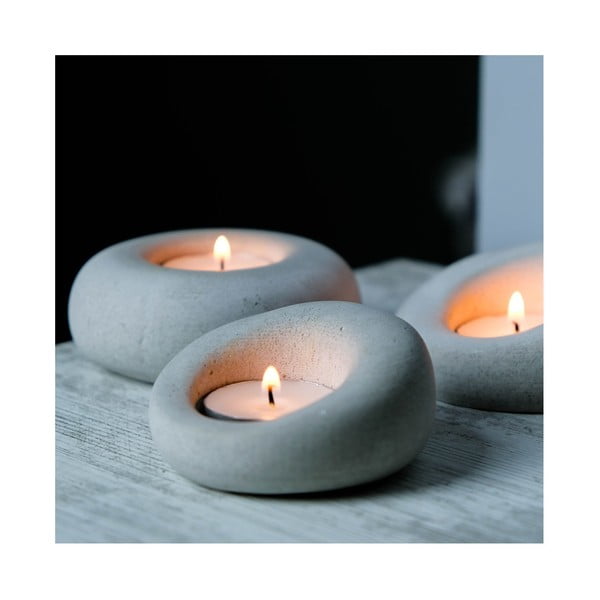 Betonové svícny v sadě 3 ks Donut – Mioli Decor-image-1