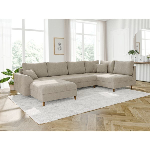 Béžová rohová pohovka z textilie bouclé (levý roh/do "U") Ariella – Ropez-image-3