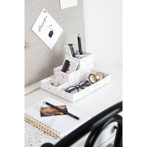 4dílný stolní organizér ve zlato-bílé barvě Bigso Box of Sweden Lena-image-1