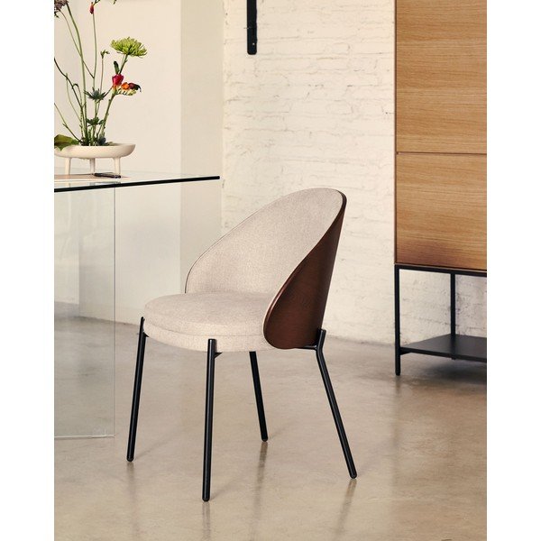 Béžové čalouněné jídelní křeslo Eamy – Kave Home-image-1
