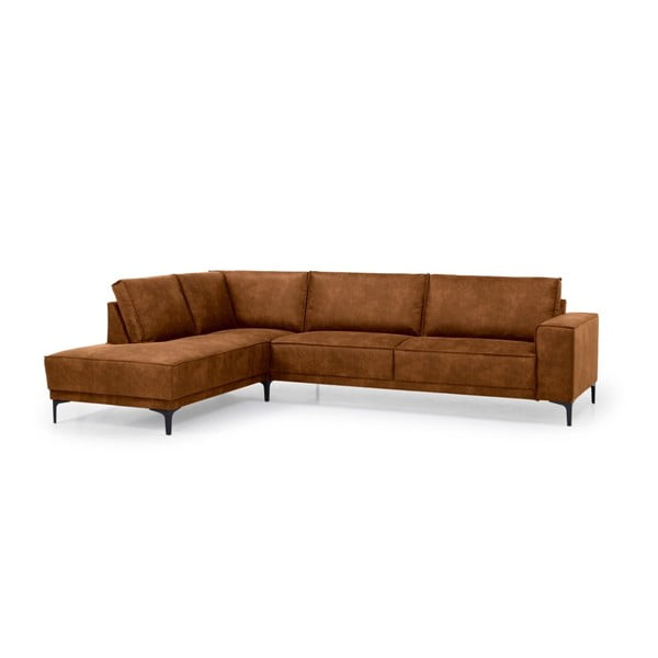Koňakově hnědá rohová pohovka z imitace kůže (levý roh) Copenhagen – Scandic-image-2