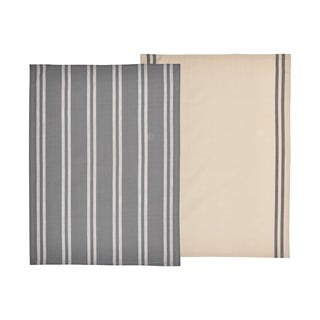 Set 2 béžovo-šedých utěrek z bavlny Södahl, 50 x 70 cm