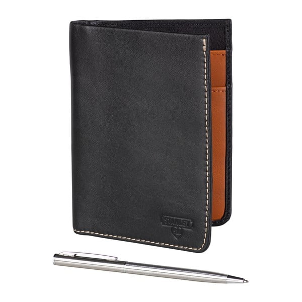 Černá kožená peněženka s kuličkovým perem Gentlemen's Hardware Stanley Tools