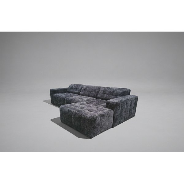 Černá/antracitová žinylková rohová pohovka (pravý roh/s lenoškou) Chicago - II. jakost – Cosmopolitan Design-image-4