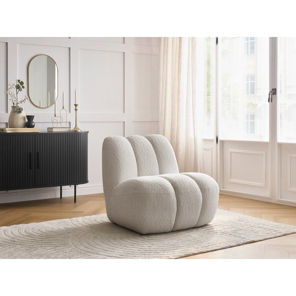 Béžové křeslo z textilie bouclé Janissaire – Bobochic Paris-image-1