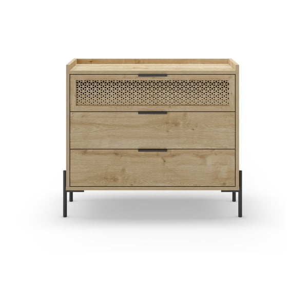 Nízká komoda v dekoru dubu v přírodní barvě 90x80 cm Inca – Marckeric