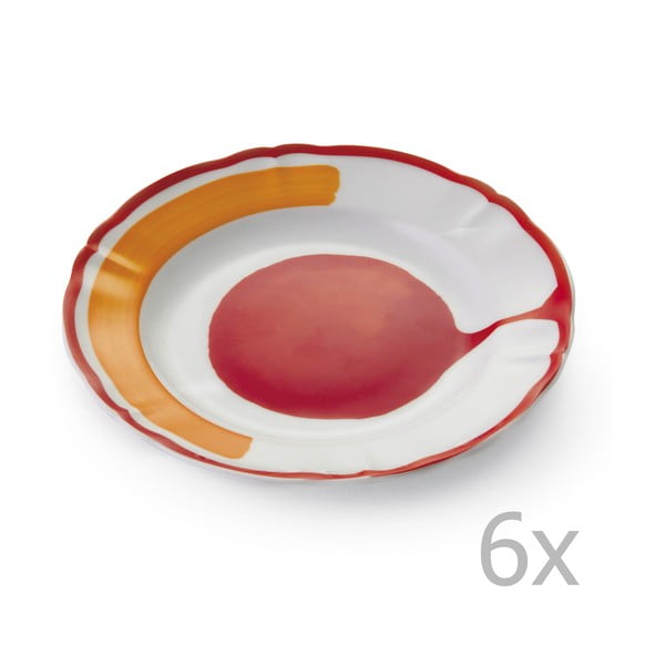 Sada 6 dezertních talířů Giotto Orange/Red