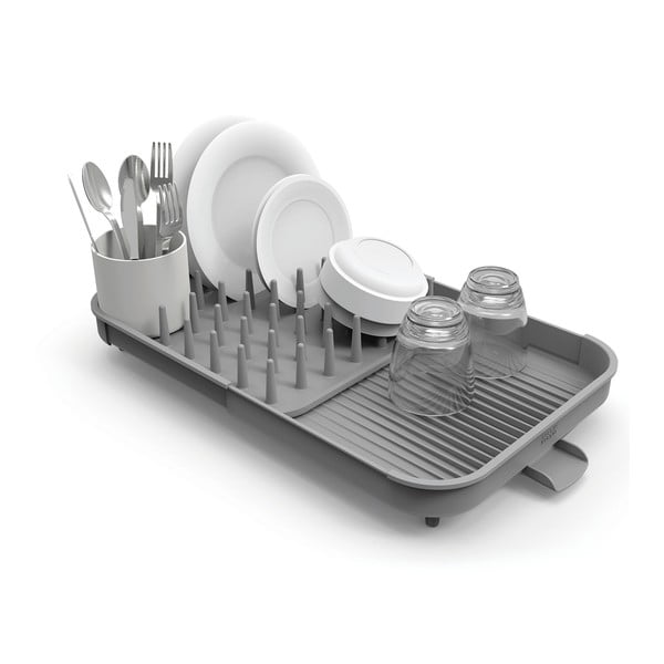 Šedý nastavitelný plastový odkapávač 34x37 cm Duo – Joseph Joseph