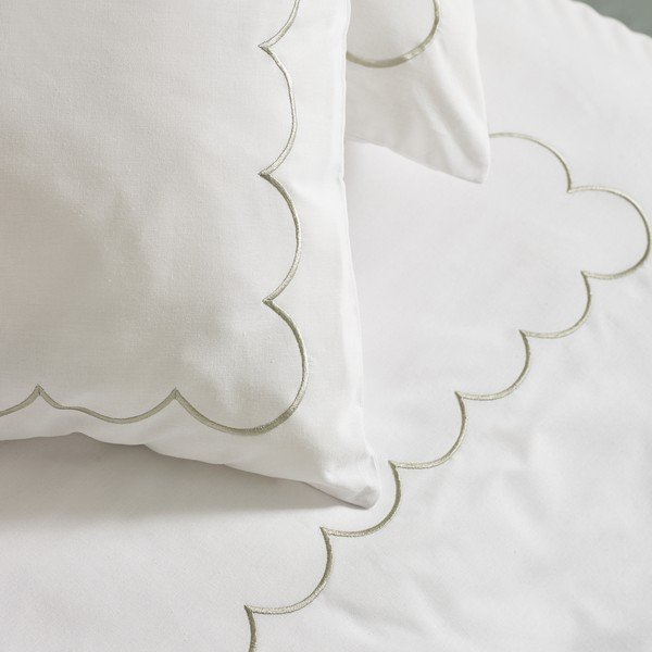 Bílo-zelené povlečení na jednolůžko 135x200 cm Scallop Border – Catherine Lansfield-image-3