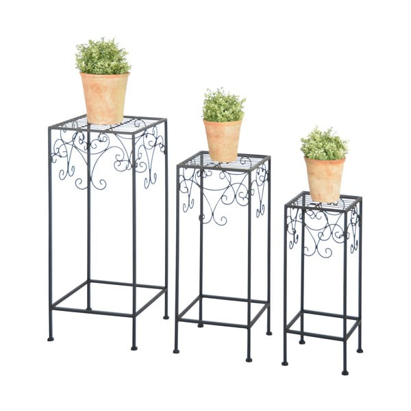 Sada 3 černých stolků na květiny Esschert Design-image-1