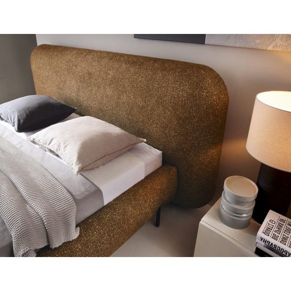 Okrově žlutá čalouněná dvoulůžková postel s úložným prostorem s roštem 160x200 cm Pointt – ELTAP-image-3