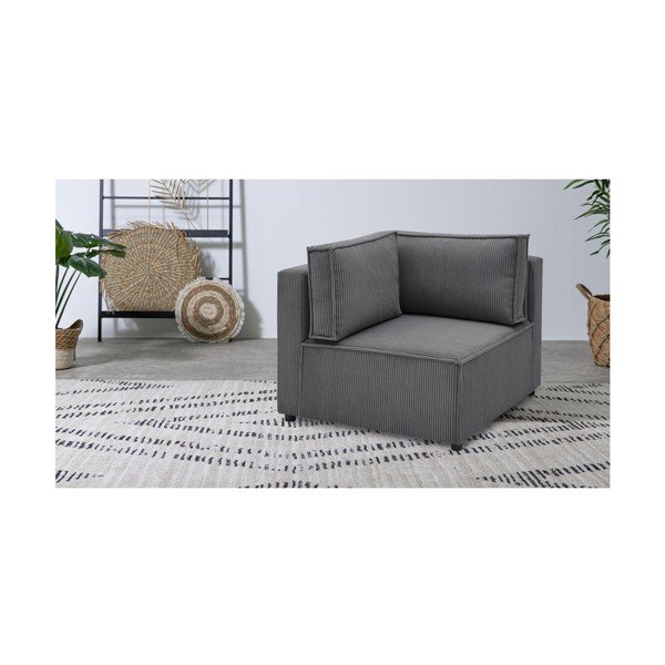 Tmavě šedý variabilní manšestrový modul pohovky Nihad modular – Bobochic Paris-image-1