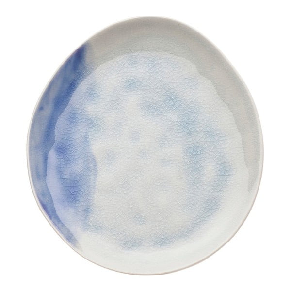 Modrobílý kameninový talíř Kare Design Cracle, Ø 21 cm