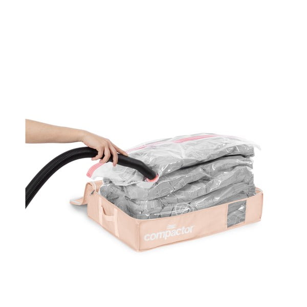 Vakuový plastový úložný box pod postel 65x45x15,5 cm Pink Edition – Compactor-image-3