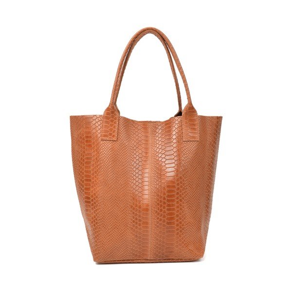 Koňakově hnědá kožená kabelka shopper Renata Corsi Lola-image-1