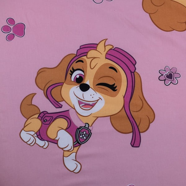 Růžové napínací bavlněné dětské prostěradlo na jednolůžko 90x200 cm Paw Patrol – Jerry Fabrics-image-2