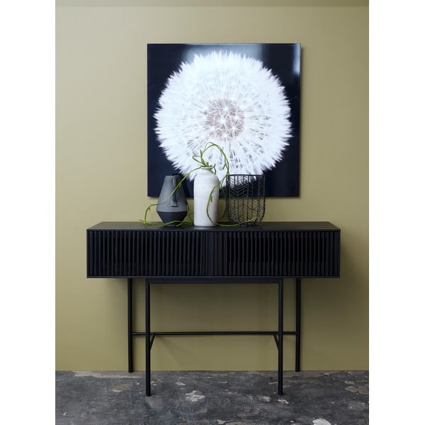 Černý konzolový stolek z dubového dřeva a kovovými nohami Canett Oxford, délka 120 cm-image-1