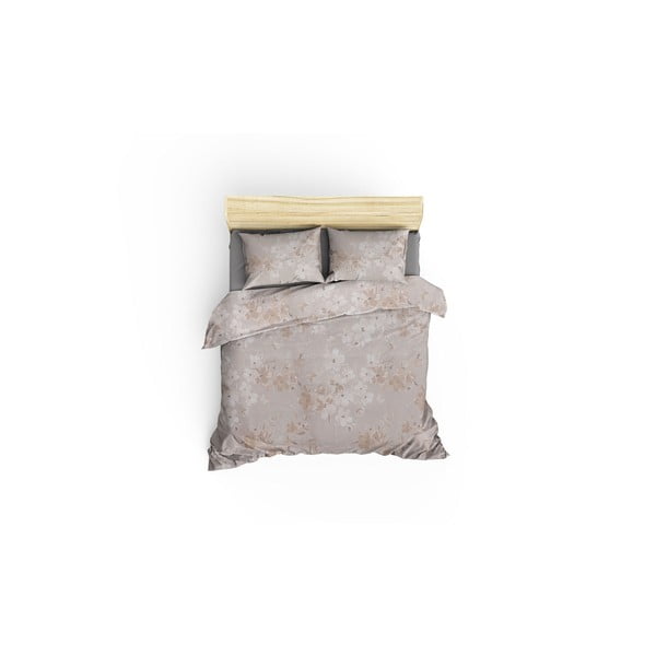 Béžové bavlněné prodloužené povlečení na dvoulůžko s prostěradlem 200x220 cm Elena – Mijolnir-image-3