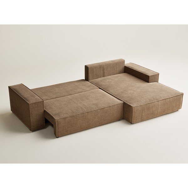 Světle hnědá žinylková rozkládací/s úložným prostorem rohová pohovka (pravý roh/s lenoškou) Maze – Maison de Rêve-image-4