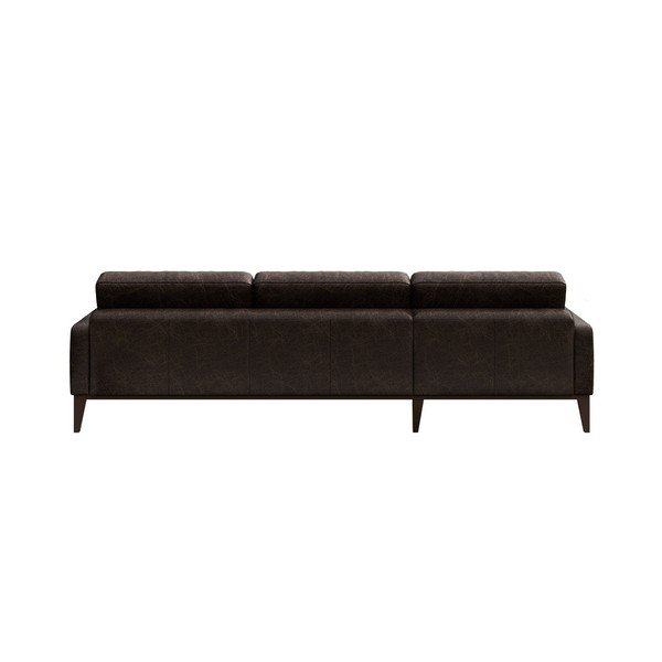 Tmavě hnědá kožená rohová pohovka MESONICA Musso Tufted, pravý roh-image-3
