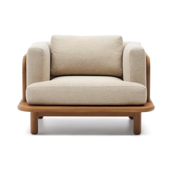 Dřevěné zahradní křeslo v béžové a přírodní barvě Turqueta – Kave Home-image-2