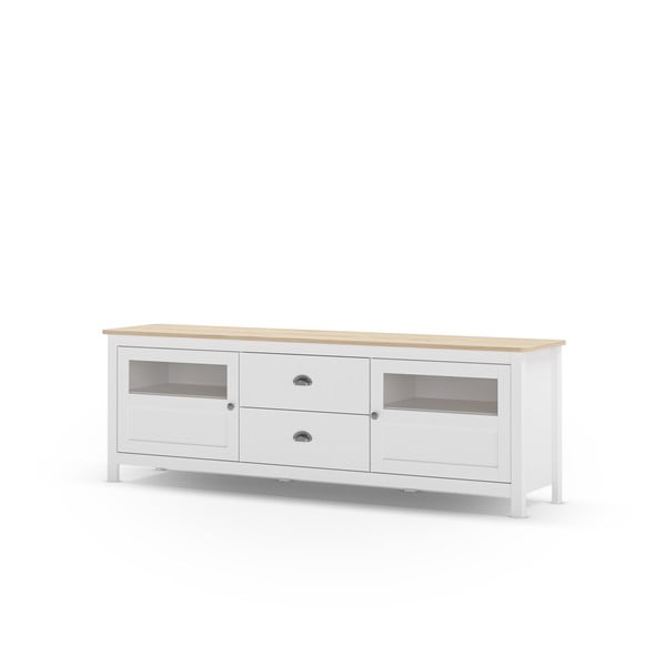 Bílý TV stolek z borovicového dřeva 180x59 cm Misti – Marckeric-image-2
