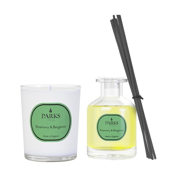 Dárková sada svíčky a difuzéru Parks Candles London Vintage Aromatherapy, vůně rozmarýnu