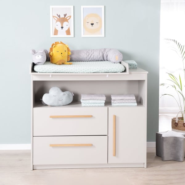 Světle šedá dětská komoda s přebalovacím pultem 107x98x75 cm Lea – Roba-image-2