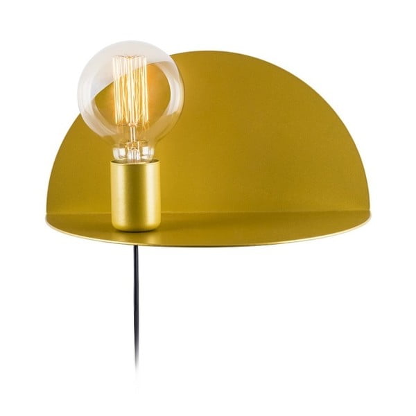 Hořčicově žlutá nástěnná lampa s poličkou Shelfie, výška 15 cm