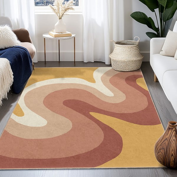 Okrově žlutý/starorůžový pratelný koberec 120x180 cm Strawberry Creamsicle – Mila Home-image-4