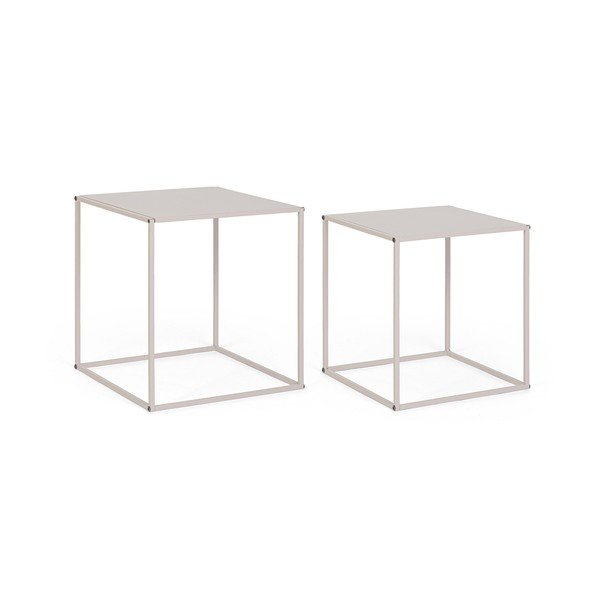 Béžové kovové konferenční stolky v sadě 2 ks 38x38 cm Alrik – Yes Everyday-image-2