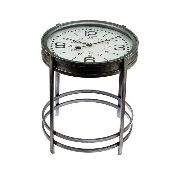 Kovový odkládací stolek s hodinami Dakls Rustico, ⌀ 42,4 cm