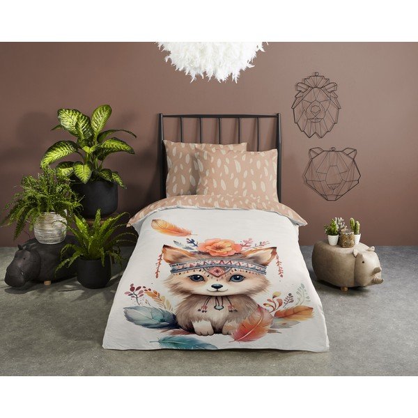 Hnědé/béžové bavlněné dětské povlečení na jednolůžko 140x200 cm Hay – Good Morning-image-1