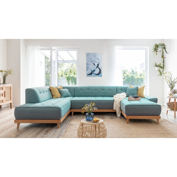 Tyrkysová rozkládací rohová pohovka (levý roh/do "U") Dazzling Daisy – Miuform-image-3