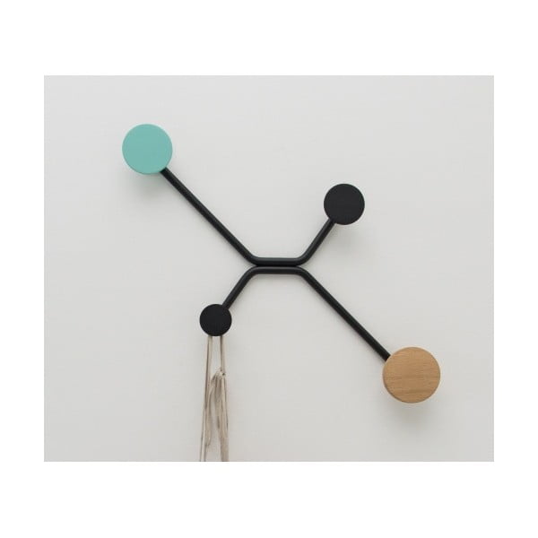 Černý nástěnný věšák s mentolově zeleným detailem Gazzda Hook-image-3