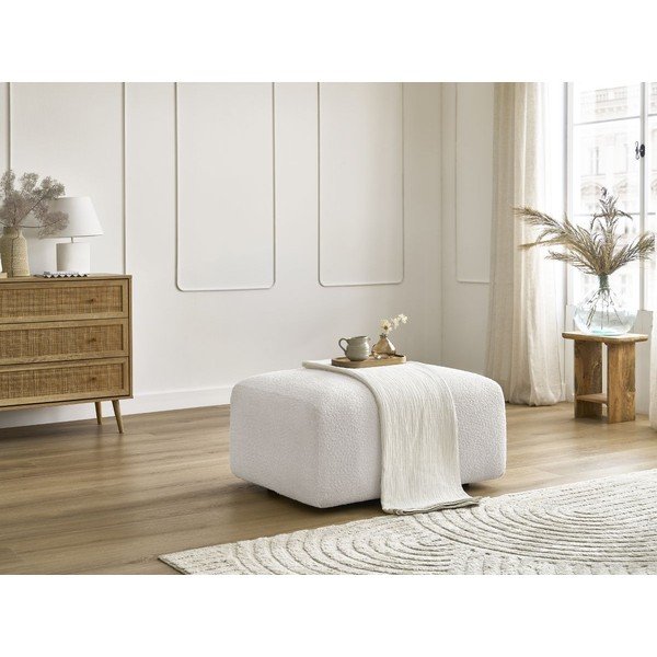 Bílá podnožka z textilie bouclé Tina – Bobochic Paris-image-1