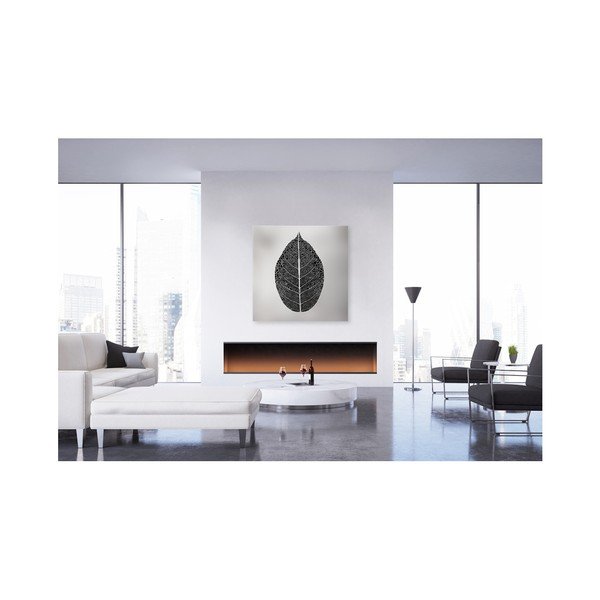 Obraz Styler Canvas Silver Uno Black Leaf, 65 x 65 cm-image-1