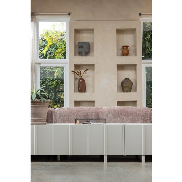 Světle šedý TV stolek z borovicového dřeva 152x53x46 cm Basu – WOOOD-image-1