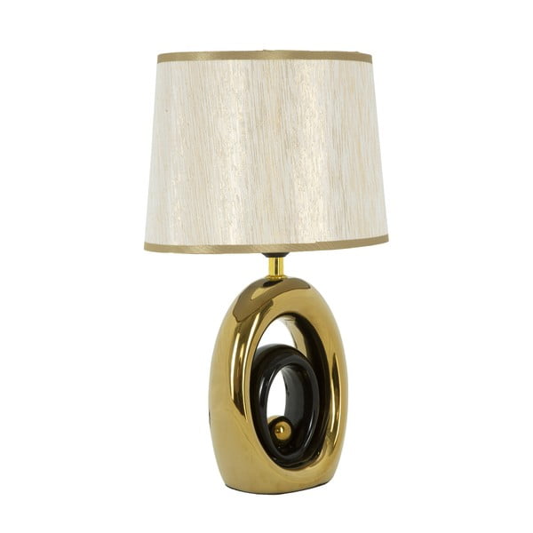 Bílá stolní lampa s konstrukcí ve zlaté barvě Mauro Ferretti Glam Oval